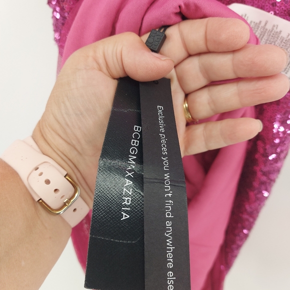 BCBGMAXAZRIA Womens Sequined Party Mini Dress - Picture 8 of 9